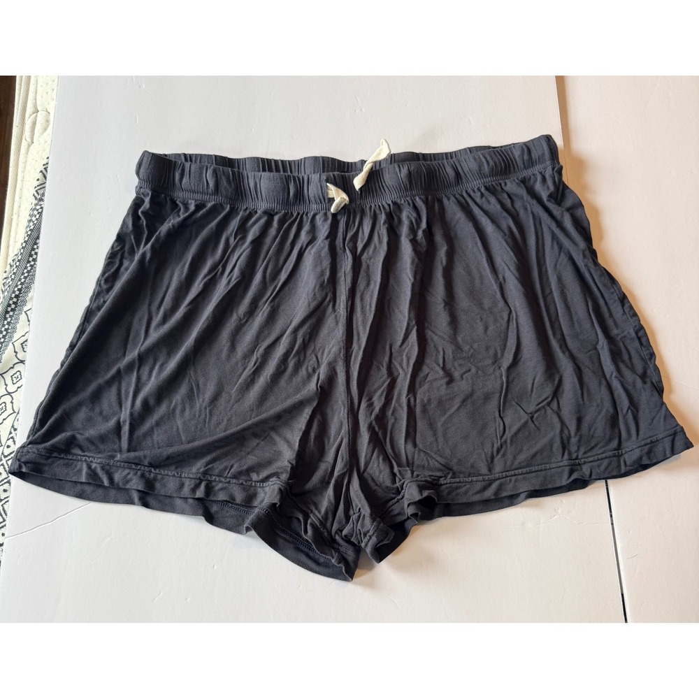 Herizon Bamboo Viscose Lounge Shorts Gray Elastic Drawstring Waist Womens Large